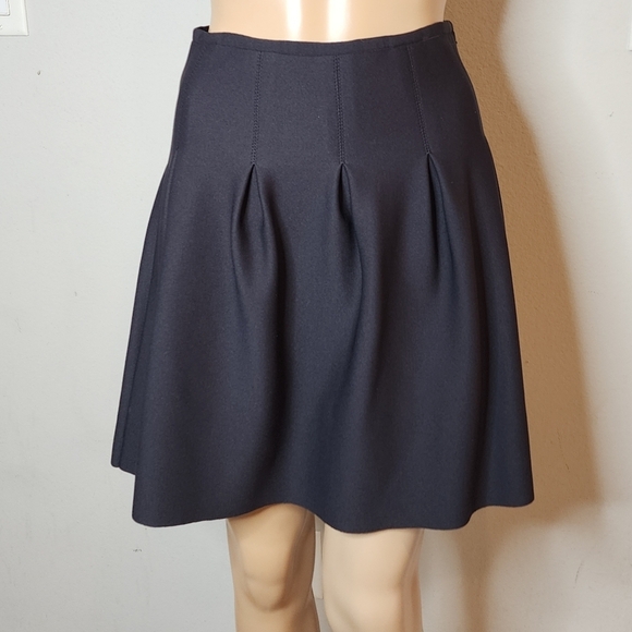 Thurley Black Neoprene Pleated Mini skirt. Size small. - Picture 1 of 14